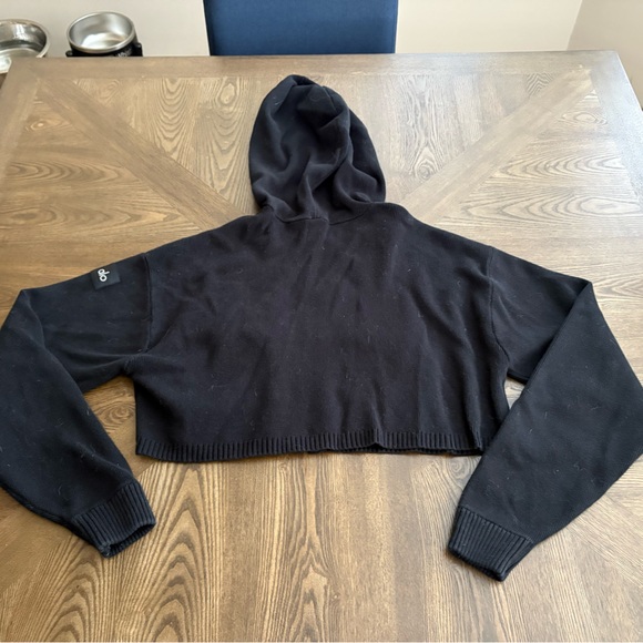 ALO Yoga Scholar Knit Cargo Full Zip Cropped Jacket Black - Picture 4 of 6